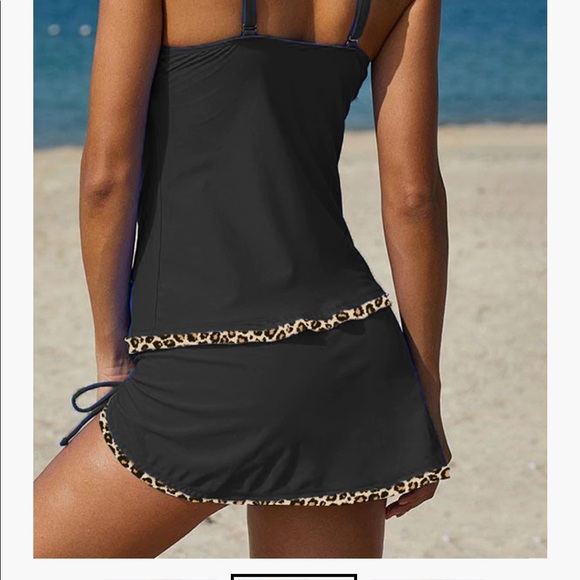 NWT Sz S. Sexy Leopard Splicing Cami Tankini - Picture 2 of 5